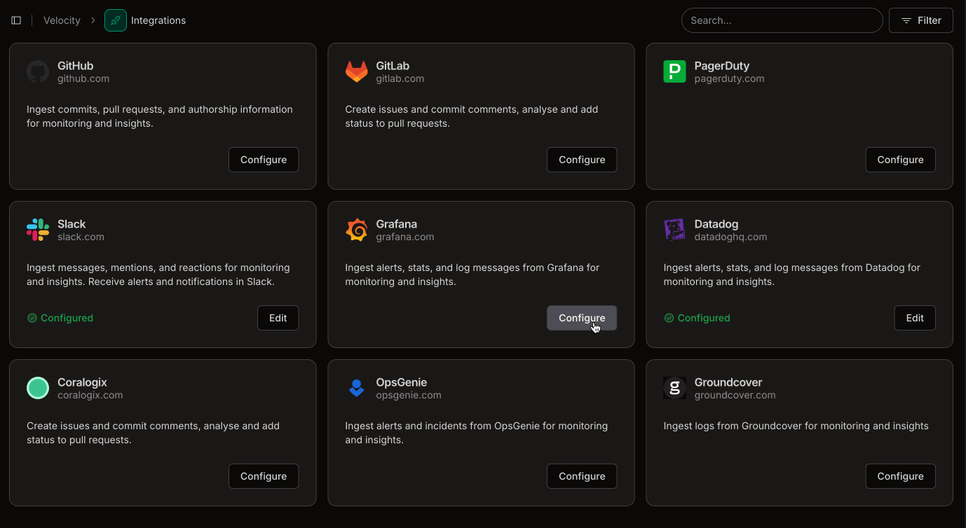 Grafana integration flow